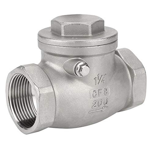 Akozon Swing Check Valve DN32 304 Stainless Steel OneWay Valve Female Thread 200PSI for Water Oil Gas