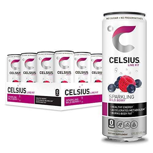 CELSIUS Sparkling Wild Berry Fitness Drink Zero Sugar 12oz Slim Can 12 Pack