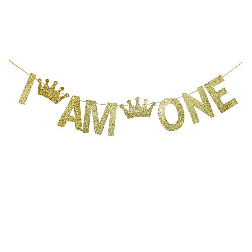 I Am One Gold Glitter Banner for Babys First Birthday Party Sign Decorations Babys 1st Birthday Party Supplies I Am One Gold Glitter Banner for Babys First Birthday Party Sign Decorations Babys 1st Birthday Party Supplies