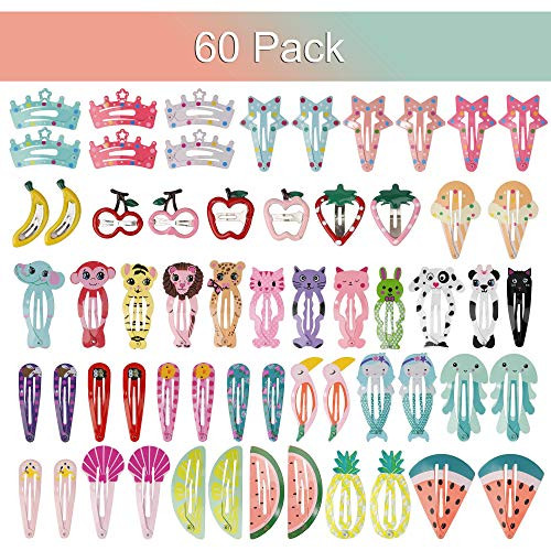 Girls Hair Barrettes Cartoon Metal Snap Hair Clips 60 Pcs Animal Fruit Printed Pattern Nonslip Styling Hair Accessories BB Lovely Design Hairpins for Kids Teens Girls Hair Barrettes Cartoon Metal Snap Hair Clips 60 Pcs Animal Fruit Printed Pattern Nonslip Styling Hair Accessories BB Lovely Design Hairpins for Kids Teens