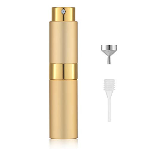 Lisapack 8ML Atomizer Perfume Spray Bottle for Travel Empty Refillable Cologne Dispenser Portable Sprayer for Men and Women Gold