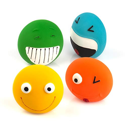 Chiwava 4 Pack 32 Latex Squeaky Dog Toy Smiley Face Balls Interactive Fetch Play for Small Dogs Chiwava 4 Pack 32 Latex Squeaky Dog Toy Smiley Face Balls Interactive Fetch Play for Small Dogs