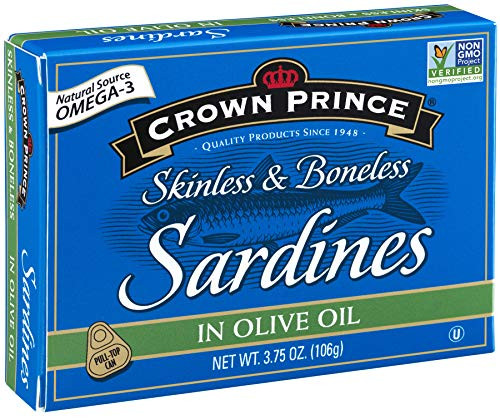 Crown Prince Skinless  Boneless Sardines in Olive Oil 375Ounce Cans Pack of 12