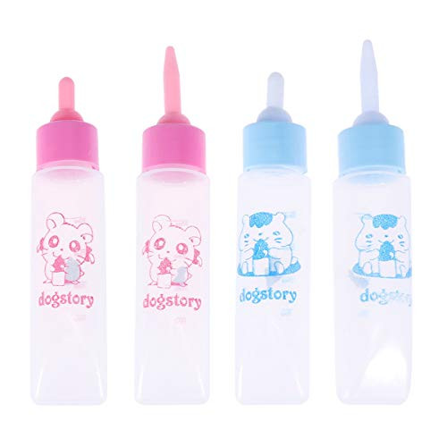 POPETPOP Milk Feeding Bottle Nurser Bottle Nursing Feeding Bottle Water Milk Feeder for Puppy Squirrel Kittens 4pcs