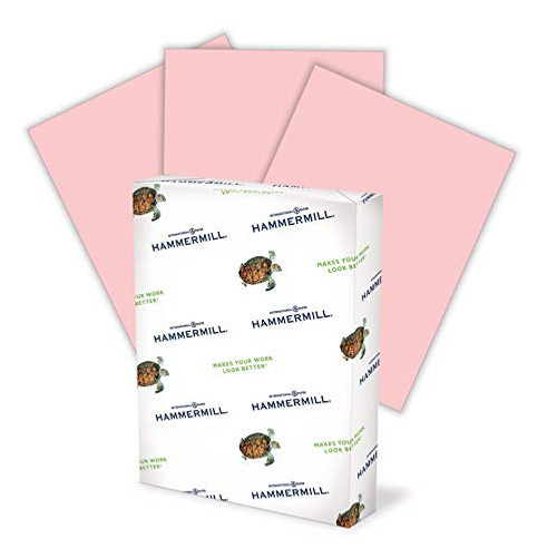 Hammermill Pink Colored 24lb Copy Paper 85x11 1 Ream 500 Total Sheets Made in USA Sustainably Sourced From American Family Tree Farms Acid Free Pastel Printer Paper 104463R