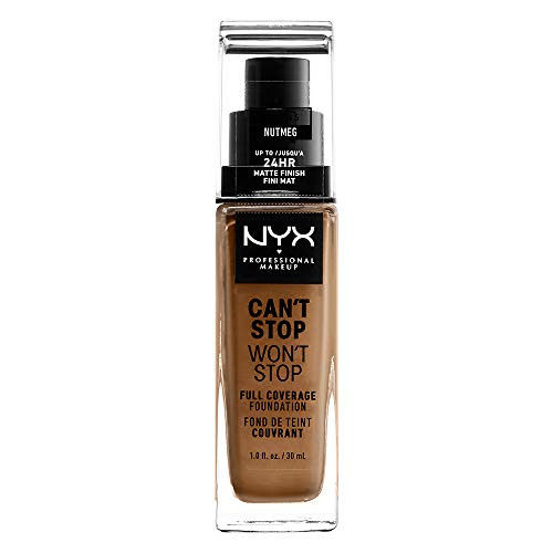 NYX PROFESSIONAL MAKEUP Cant Stop Wont Stop Full Coverage Foundation  Nutmeg Medium Deep With Cool Undertone