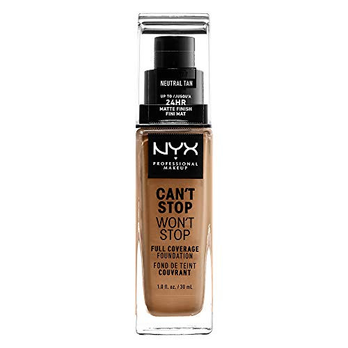 NYX PROFESSIONAL MAKEUP Cant Stop Wont Stop Full Coverage Foundation  Neutral Tan Medium Light With Neutral Undertone