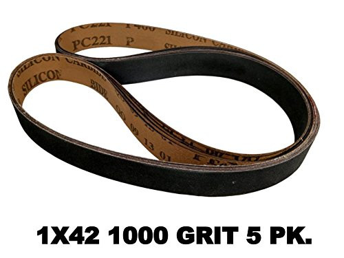 1 in. X 42 in. Silicon Carbide Sharpening Sanding Belt for 1x42 Belt Sanders 5 pack 1000 Grit P scale Abrasive (Silicon Carbide, 1000 Grit)
