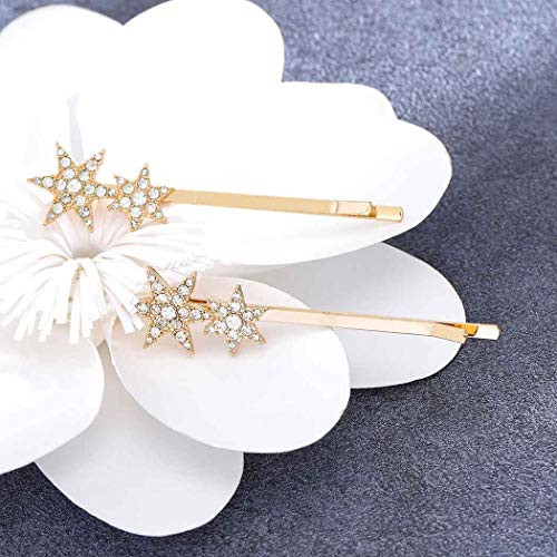 Yalice Star Hair Barrette Crystal Bobby Pins Hair Clips Metal Hair Accessories for Women and Girls 2Pcs Gold Yalice Star Hair Barrette Crystal Bobby Pins Hair Clips Metal Hair Accessories for Women and Girls 2Pcs Gold