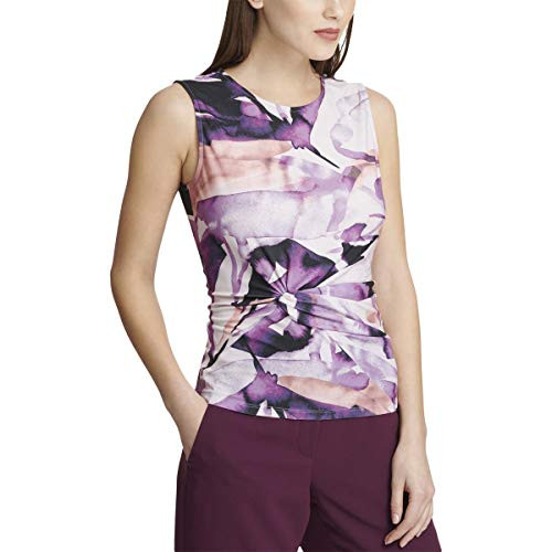 DKNY Womens Printed Crewneck Tank Top Purple M