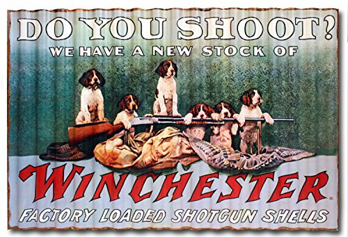 Rockin W Brand Winchester W1032 Do You Shoot? Corrugated Metal Sign