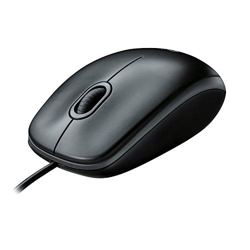 Logitech B100 Corded Mouse  Wired USB Mouse for Computers and laptops for Right or Left Hand Use Black