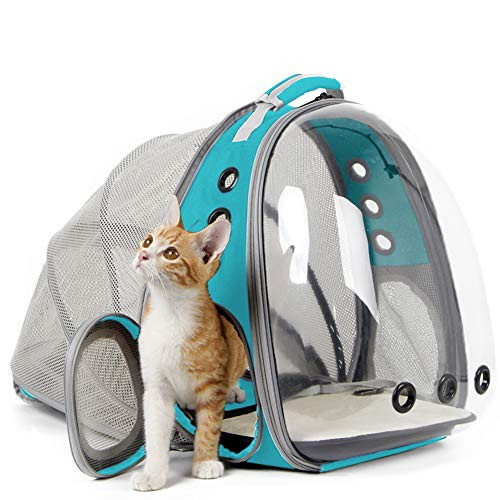 halinfer Expandable Backpack for Cats Space Capsule Bubble Transparent Clear Pet Carrier for Small Dog Pet Carrying Hiking Traveling Backpack Green Expandable Back