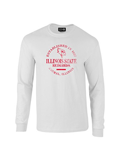 Illinois State Redbirds Round 100 Pre Shrunk College Long Sleeve Tee Medium White