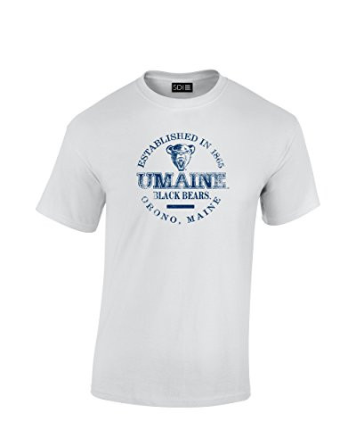 Maine Black Bears Round 100 Pre Shrunk College Short Sleeve Tee Large White