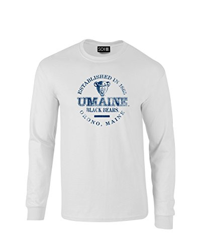 Maine Black Bears Round 100 Pre Shrunk College Long Sleeve Tee Medium White