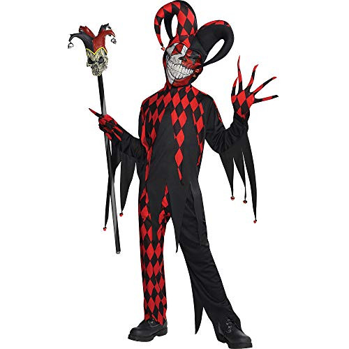 Amscan Krazed Jester Halloween Costume for Boys Extra Large with Included AccessoriesBlackRedXLarge