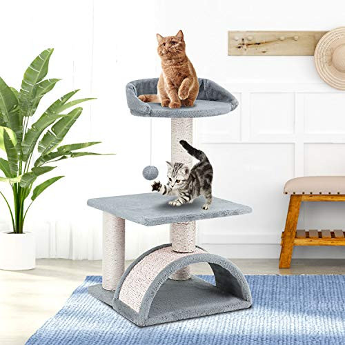 ScratchMe Tree Condo with Scratching Post Cat Tower Pet Play House with Toy