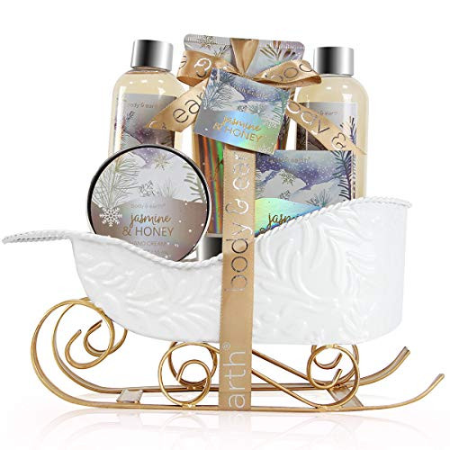 Bath and Body Set  Body  Earth Women Gifts Spa Set with Jasmine  Honey Scent Includes Bubble Bath Shower Gel Body Lotion and Hand Cream Perfect Gift Basket for Women