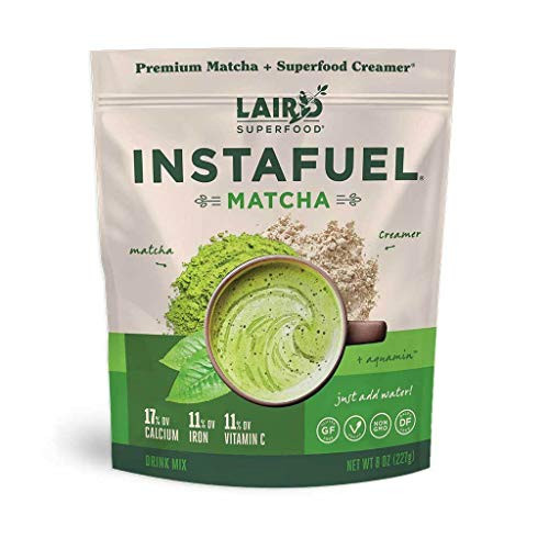 Laird Superfood Instafuel Matcha Plus Creamer  Matcha Latte Green Tea Powder Packed with Antioxidants 8oz Bag