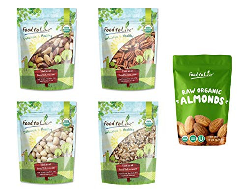 Organic Heart Healthy Nuts in a Gift Box  A Variety Pack of Pecans Macadamia Nuts Almonds Walnuts and Brazil Nuts