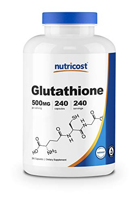 Nutricost Glutathione Capsules 500mg 240 Capsules Gluten Free NonGMO Nutricost Glutathione Capsules 500mg 240 Capsules Gluten Free NonGMO