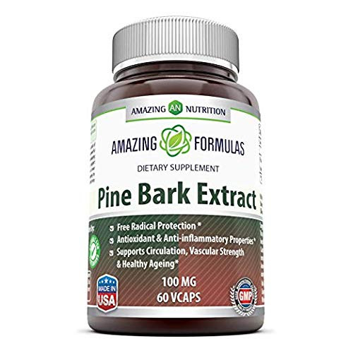 Amazing Formulas Pine bark Extract 100mg * 60 Veggie Capsules * Antioxidant Antiinflammatory Properties * Supports Circulation Vascular Strength Healthy Ageing* Amazing Formulas Pine bark Extract 100mg * 60 Veggie Capsules * Antioxidant Antiinflammatory Properties * Supports Circulation Vascular Strength Healthy Ageing*