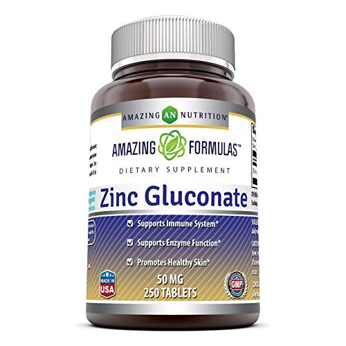 Amazing Formulas Zinc Gluconate 50 mg 250 Tablets NonGMOGluten Free Supports Immune System Supports Enzymes Function Promotes Healthy Skin Amazing Formulas Zinc Gluconate 50 mg 250 Tablets NonGMOGluten Free Supports Immune System Supports Enzymes Function Promotes Healthy Skin