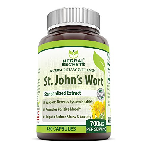 Herbal Secrets St Johns Wort 700 Mg 180 Capsules NonGMO  Supports Feelings of Calm and Relaxation* Helps Maintain a Positive Mood*