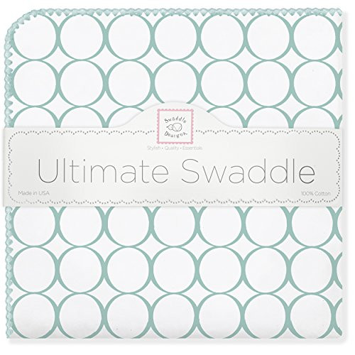 SwaddleDesigns Ultimate Swaddle XLarge Receiving Blanket Made in USA Premium Cotton Flannel Mod Circles SeaCrystal Moms Choice Award Winner