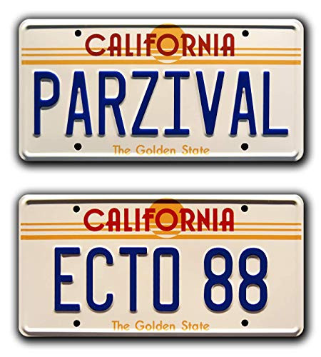 Celebrity Machines Ready Player One  PARZIVAL  ECTO 88  Metal Stamped License Plates
