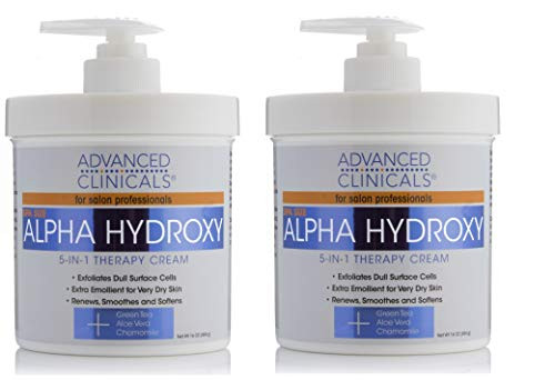 Advanced Clinicals Alpha Hydroxy Acid Cream for face and body 16oz antiaging cream with Alpha Hydroxy Acid for wrinkles fine lines dry skin Two  16oz