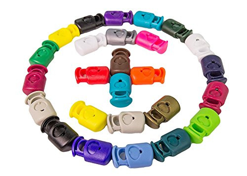 FMS Heavy Duty Single Hole Plastic Cord Lock Clamp Toggle Stop Slider for Paracord Bungee Cord Accessory Cordage Drawstrings 10 PackWhite
