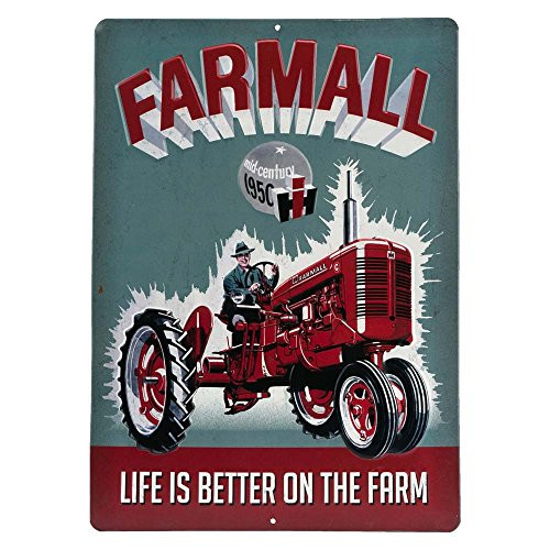 Open Road Brands Farmall Vintage MidCentury 1950s Life is Better on The Farm Tractor Embossed Tin Metal Sign  Officially Licensed Product Great for Home Decor