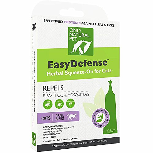 Only Natural Pet Flea and Tick Prevention for Cats  EasyDefense Flea Remedy  Natural Flea Treatment Control SqueezeOn Drops  Three Months Supply