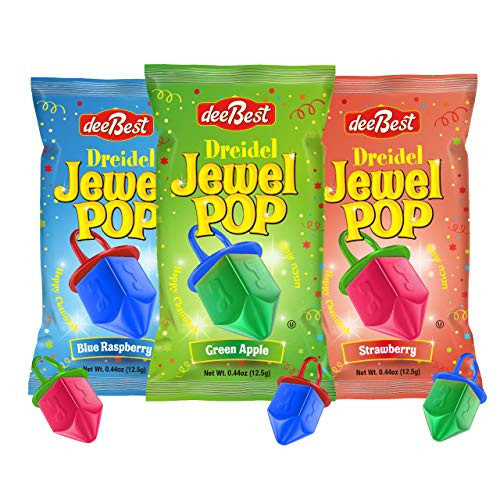 Dee Best Dreidel Jewel Pop Ring Shape Candy  Variety Pack 36 Individually Wrapped