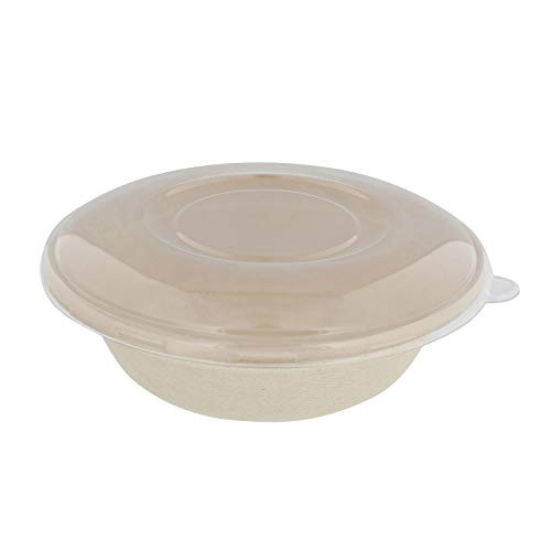Spec101 Sugarcane Bowls  Lids  Disposable Bowls Microwave Safe Small Disposable Bowls Biodegradable Bowls 34oz 50pk
