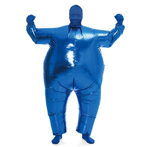 Spooktacular Creations Inflatable Costume Full Body Suit Halloween Costume Adult Size  Metallic Shiny Blue