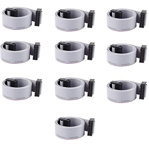 Yohii 10Pcs IDC 16-Pin Female To Female Connector Motherboard Ribbon Cable 19 Inch
