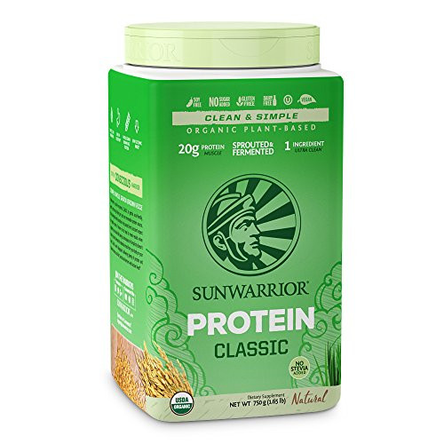 Sunwarrior Classic Vegan Sprouted Brown Rice Protein Powder 30 Servings Natural