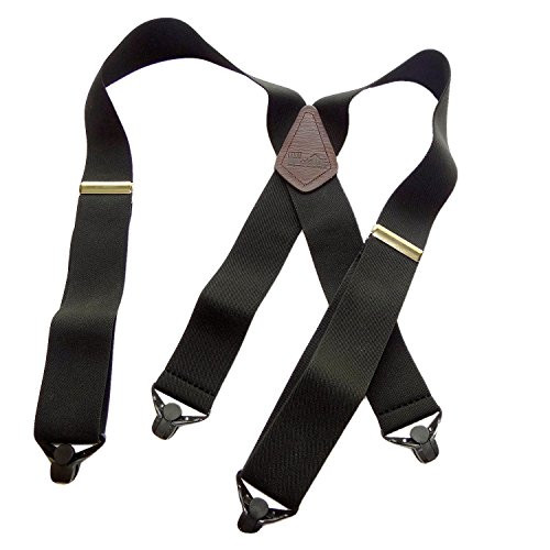 Holdup Suspender Company XL Graphite Black Contractor Series Xback work Suspenders with Patented Gripper Clasps
