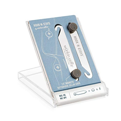 Wurkin Stiffs  HookNStays 25 inch Buttonhook Metal Magnetic Collar Stays and Magnets in storage case