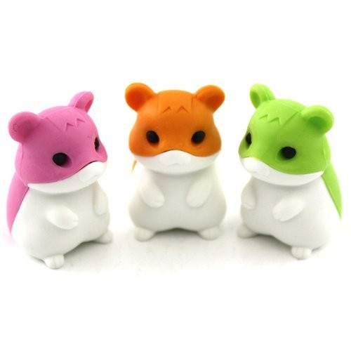 Iwako Japanese Erasers - 3 Colours Hamsters (3 pieces)