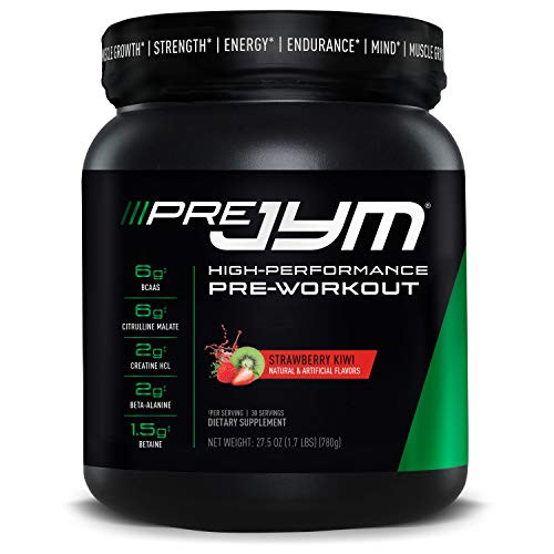 Pre JYM Pre Workout Powder  BCAAs Creatine HCI Citrulline Malate BetaAlanine Betaine and More  JYM Supplement Science  Strawberry Kiwi Flavor 30 Servings