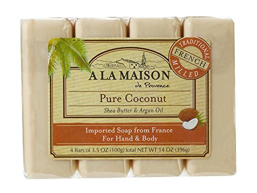 A La Maison Soap Bars Pure Coconut Value Pack 35 oz 4 Count