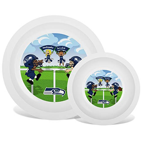 Baby Fanatic NFL Legacy Infant Plate  Bowl Set Seattle Seahawks for Ages 6 Months  Up
