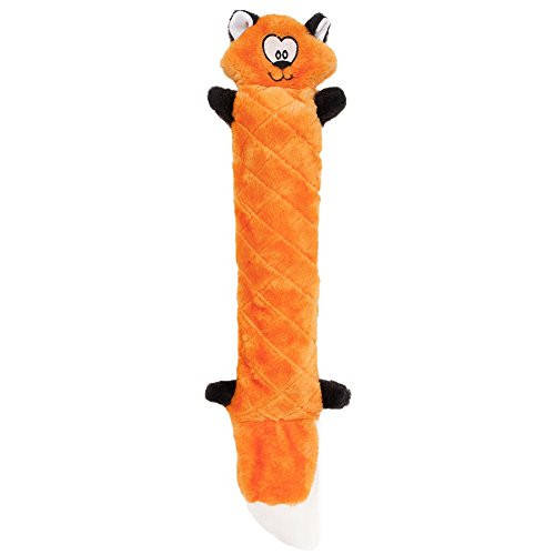 ZippyPaws  Jigglerz Tough No Stuffing Squeaky Plush Dog Toy with Crinkle Head and Tail  Fox