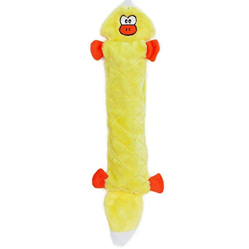 ZippyPaws  Jigglerz Tough No Stuffing Squeaky Plush Dog Toy with Crinkle Head and Tail  Duck