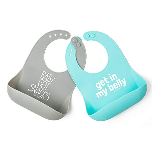 Bella Tunno 2Piece Pack Belly  Got Snacks Wonder Bib Set TurquoiseGrey