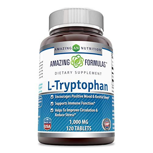 Amazing Formulas LTryptophan 1000 Mg120 Tablets NonGMOGluten Free Encourages Positive Mood Restful Sleep Supports Immune Function Helps to Improve Circulation Reduce Stress Amazing Formulas LTryptophan 1000 Mg120 Tablets NonGMOGluten Free Encourages Positive Mood Restful Sleep Supports Immune Function Helps to Improve Circulation Reduce Stress